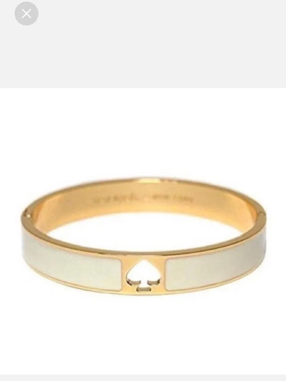 kate spade Gold-Tone and White Enamel Spade Cutout Bangle Bracelet EUC - Picture 10 of 10